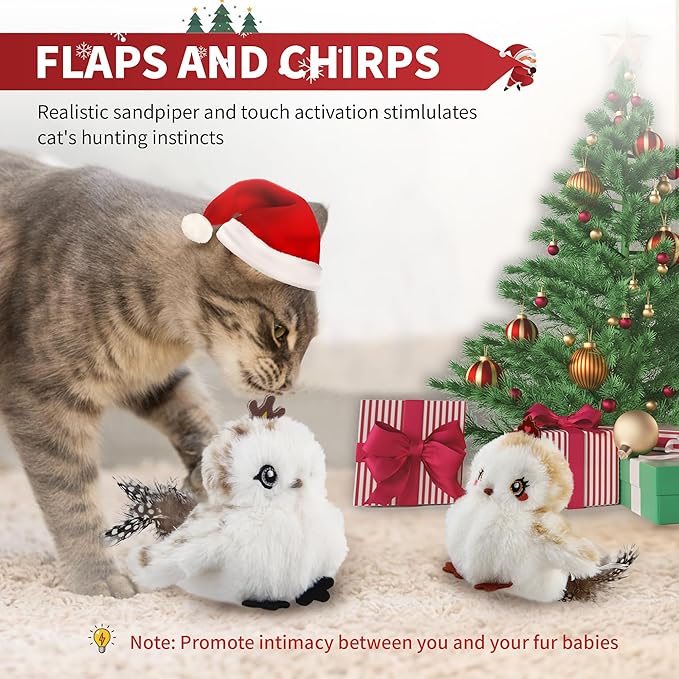 Gigwi Flapping Bird Cat Toys Lifelike Sandpiper Chirp Tweet Interactive Cat Toy, Rechargeable Cat Toy For Bored Indoor Cat, Automatic Cat Toy Best Gift For Birthday, Thanksgiving, Christmas, New Year