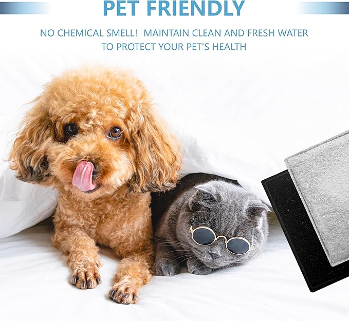 12 Pack Cat Water Fountain Replacement Charcoal Filters Square Compatible with Petsafe Premier Pet Fountain Filters 2.5 Inches, Aqua Cube Pet Fountain Filters Catit Mini Flower Pet Fountain