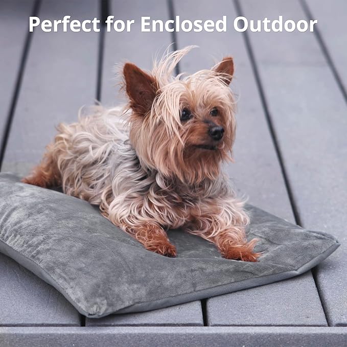 Outdoor Heated Cat Bed, Soft Pet Heating Pad with Steel-Wrapped Cord, Outside Pet Warmer for Feral Cats and Dogs, 27.5" x 15.7", 50 Watts