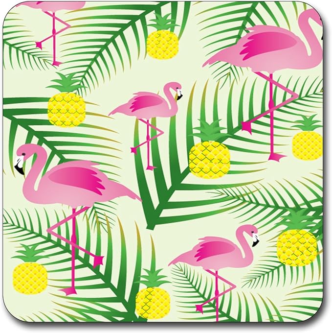 Beautiful Flamingos Beautiful Flamingos Pattern Square Coaster Set - Made of Recycled Rubber - Set of 4 …