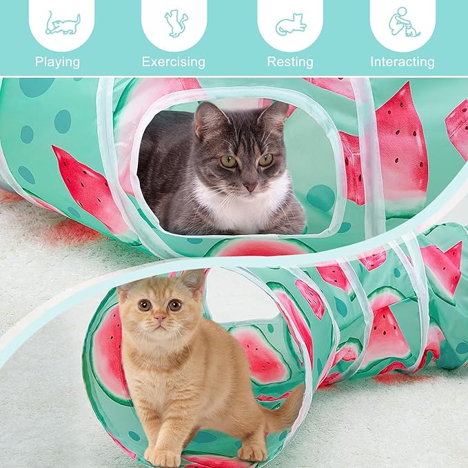 Cat Tunnel, S-Shape Cat Tunnels for Indoor Cats Foldable Cat Toys Cute Cat Tube with Mouse Toy Pet Cat Stuff