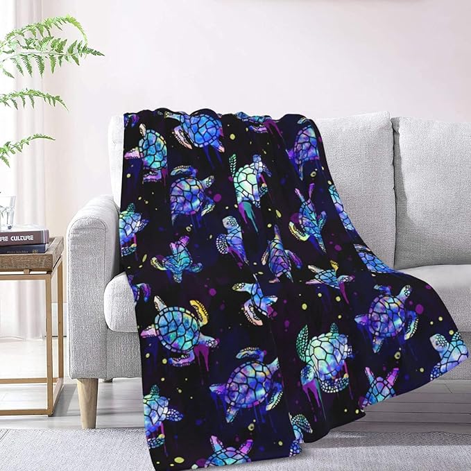 Sea Turtles Blanket Throw Blanket for Bed Soft Cozy Fluffy Couch Blankets Fleece Blanket Throw Gifts for Women Men Girls Boys 50"x40"