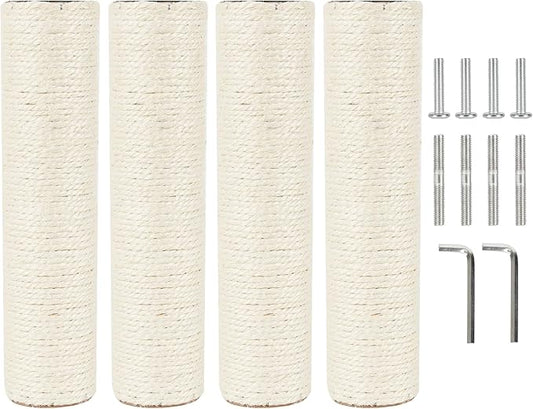 4 Pcs 2.9in 7.4cm Diameter Cat Tree Scratching Post Replacement Sisal Pole (M8, 11.8in/30cm)
