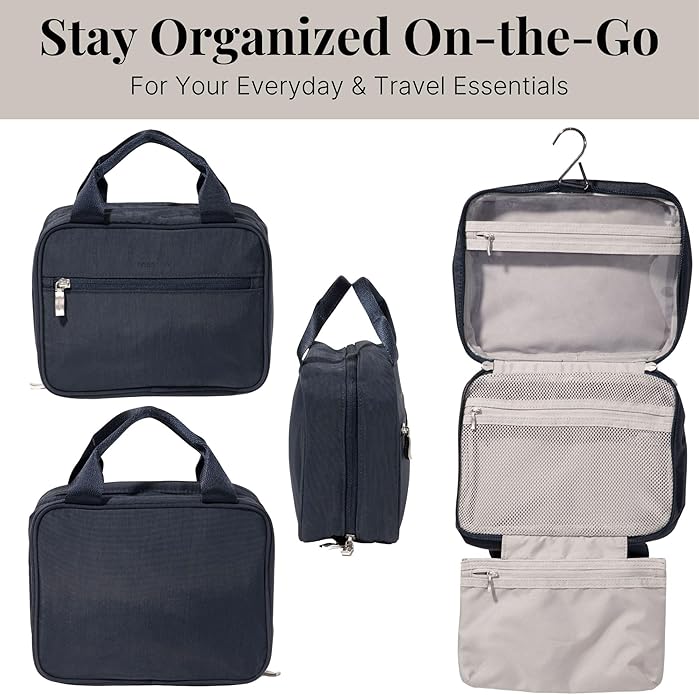 Baggallini Unisex's Hanging Travel Toiletry Kit-Lightweight 6x10 Inch Makeup Bag Toiltery