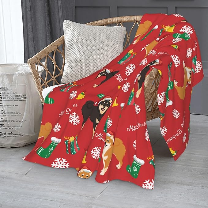 Christmas Dog Soft Throw Blanket Flannel Fleece Blankets Warm Cozy Lightweight Fuzzy Blanket for Bed Sofa Couch Home Decor 60"X50"