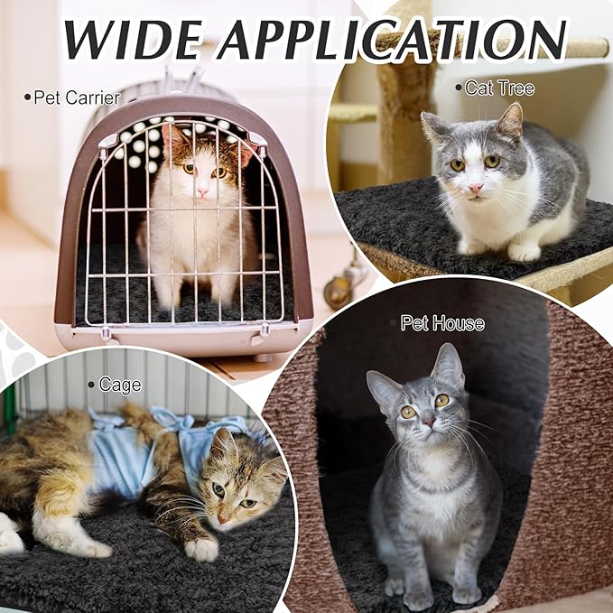 4 Pack Self Warming Cat Pads Self Heating Cat Mat Thermal Pads for Small Dogs Washable Pet Kennel Pad Crate Bed Mat with Removable Covers for Indoor Outdoor Pet(Black,16 x 20 Inch)