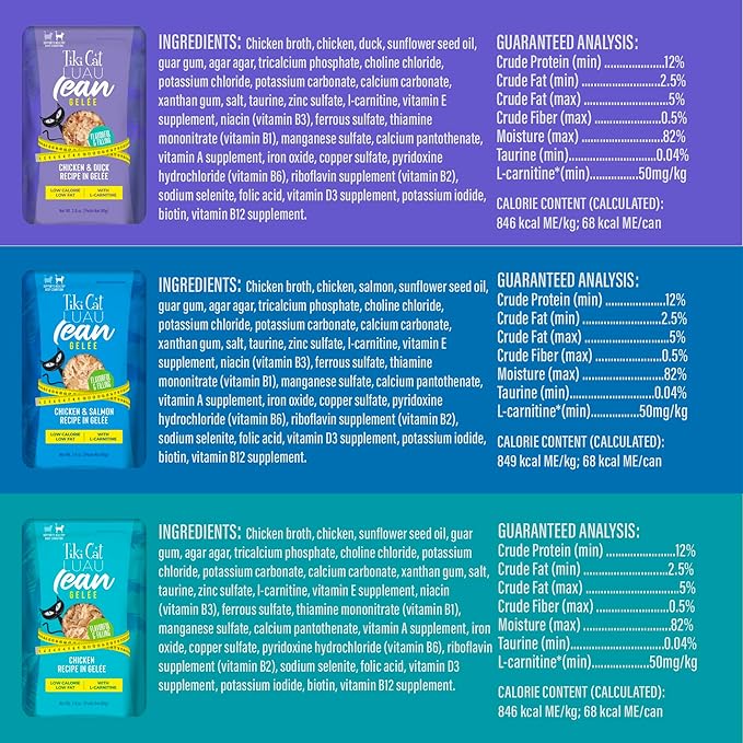 Tiki Cat Luau Lean Gelee Wet Cat Food, Variety Pack, 2.8 oz Pouch (12 Count)