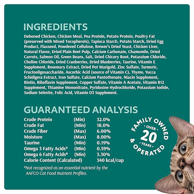 Optimeal Grain Free Cat Food - Proudly Ukrainian - Healthy Cat Food Dry Recipe for Gut Health, Tasty Dry Cat Food with Immunity Support for Adult Cats (3.3 lbs, Chicken & Veggies)