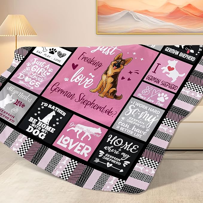 German Shepherd Lover Blanket for Dog Moms - 50" X 60" I Just Freaking Love German Shepherd Soft Throw Blanket - Christmas Dog Themed Gifts for Women Girls