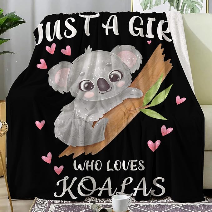 Koala Blanket Ultra Soft Flannel Throw Blanket Just a Girl Who Loves Koalas Blankets for Kids Adults Women Gifts 50"X 40"