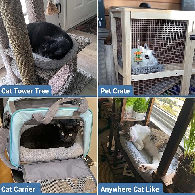 lesypet Cat Beds for Indoor Cats, 15" x 10" Small Cat Bed Curl Sleep Plush Cushion with Pillow, Non-Slip Bottom Washable Mat for Small Pet Puppy Rabbit, Small