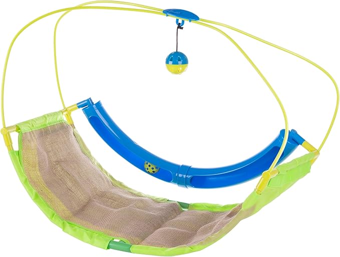 PETMAKER Interactive Cat Toy Rocking Activity Mat- Swing Playing Station with Sisal Scratching Area, Hanging Toy, Rolling Ball for Cats and Kittens