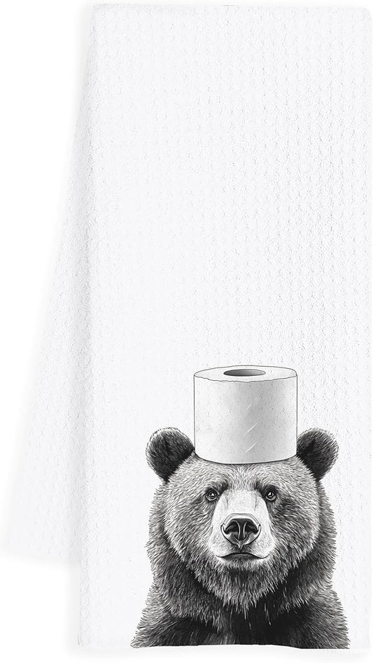 Funny Bear Bathroom Hand Towels, Bears Hand Towels for Bathroom, Bear Bathroom Decor, Bear Gifts for Women Bear Lovers, 16x24 Inch