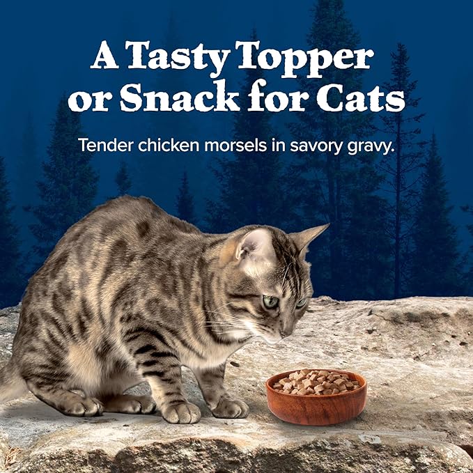Blue Buffalo Wilderness Wild Cuts Grain-Free Wet Cat Food, Meal Toppers Made with Natural Ingredients, Tasty Chicken Morsels in Savory Gravy, 3-oz. Pouches (24 Count)