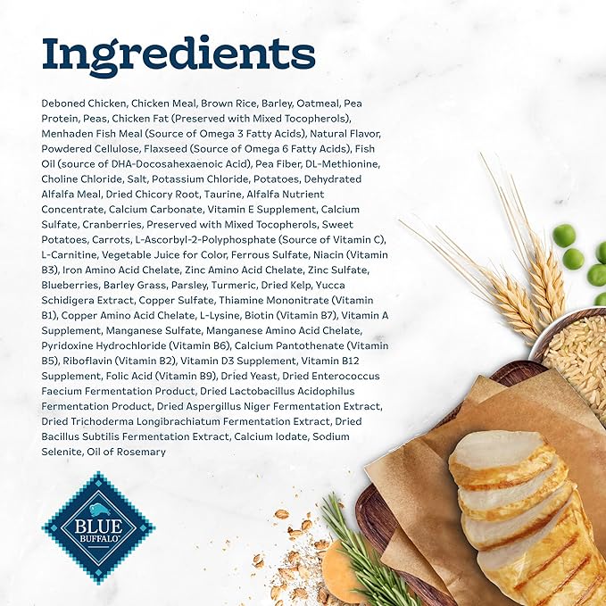 Blue Buffalo Tastefuls Mature Dry Cat Food for Adult Cats 7+, Made in the USA with Natural Ingredients, Chicken & Brown Rice Recipe, 3-lb. Bag