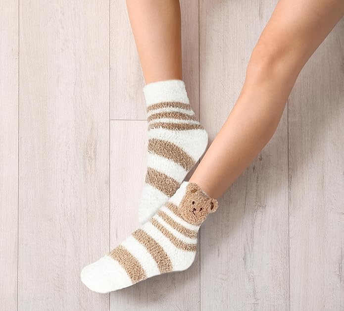 Benefeet Sox Cute Fuzzy Socks for Women Girls Fluffy Warm Cozy Novelty Slipper Socks Funny Animal Plush Sleeping Socks