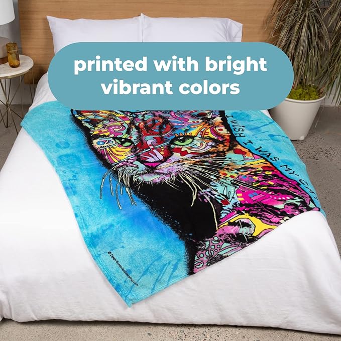 Dawhud Direct 50x60-Inch Fleece Throw Blanket - Dean Russo Cat Blanket for Adults and Kids - Soft and Cozy for Bed, Couch, or Travel - Thoughtful Cat Lover Gifts for Women
