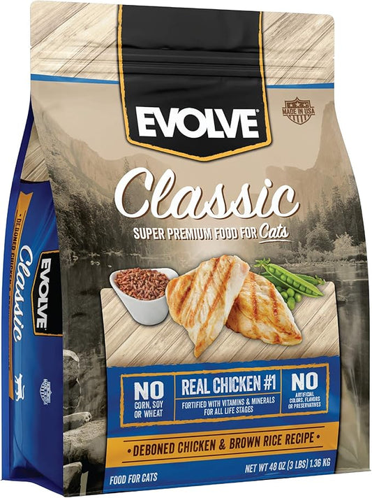 Evolve Classic Deboned Chicken and Brown Rice Recipe Cat Food, 3lb.