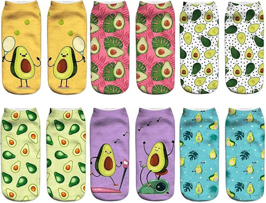 Benefeet Sox Womens Girls Funny Crazy Ankle Socks - Fun Novelty 3D Print Pattern Silly Cute Animal Food