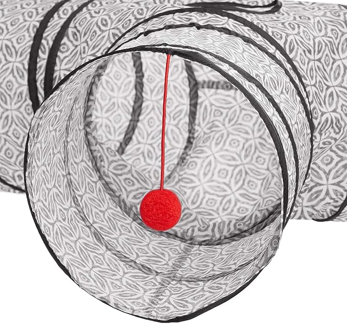 Tempcore Pet Cat Tunnel Tube Cat Toys 3 Way Collapsible, Cat Tunnels for Indoor Cats，Kitty Tunnel Bored Cat Pet Toys Peek Hole Toy Ball Cat, Puppy, Kitty, Kitten, Rabbit