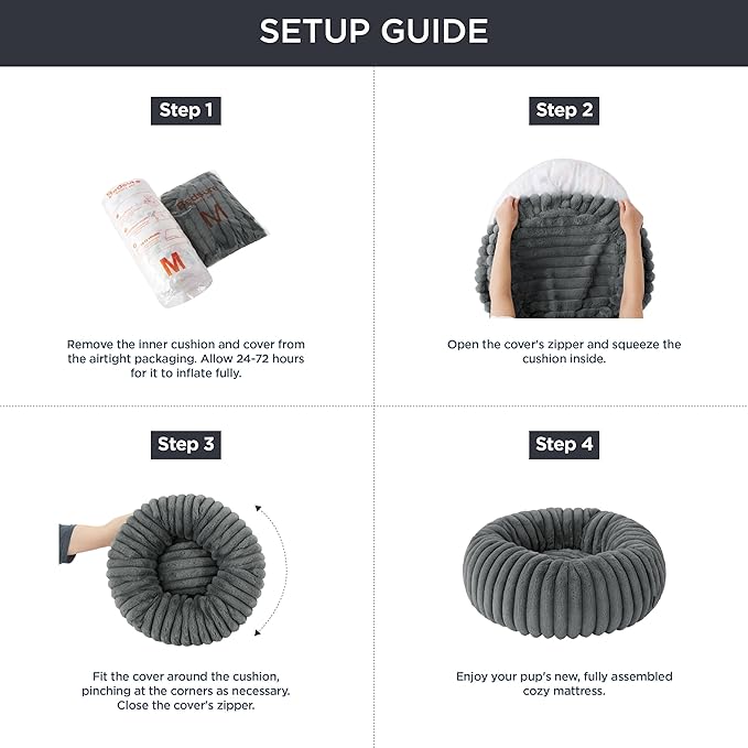 Bedsure Cat beds for Indoor Cats - Donut Dog Beds for Small Dogs with Corduroy Fleece & Anti Slip Bottom, Faux Fur Pet Beds with Washable Removable Cover, Sandy Tan, 20x20x6 inches