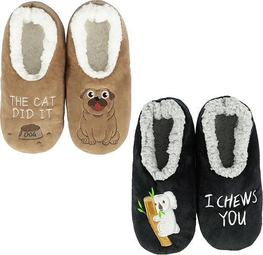 BenSorts Fuzzy Slipper Socks for Women Funny House Slippers with Grips