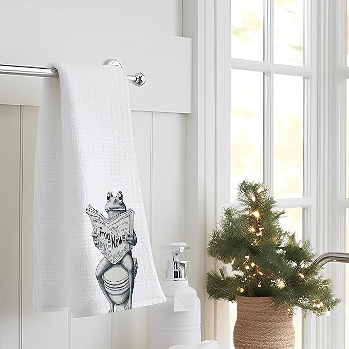 Frog Hand Towels for Bathroom, Frogs Bathroom Hand Towels, Frog Bathroom Decor, Funny Hand Towels, Frog Gifts for Women Frog Lovers, 16x24 Inch