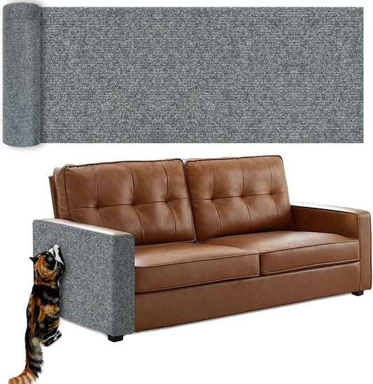 Cat Scratching Mat, 78.7"x15.7" Cat Carpet Self-Adhesive Carpet Mat Trimmable Replacement for Cat Tree, Cat Wall Scratcher, Cat Scratching Post, Shelf Shelves Couch Furniture DIY Protector, Light Grey