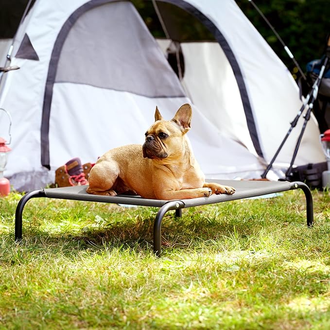FurHaven Elevated Pet Cots - Cooling & Breathable Nylon Mesh Hammock for Small Dogs & Cats/Easy-to-Assemble / / Durable and Reinforced/Perfect for Rest & Relaxation Outdoors - Graphite Gray, Small