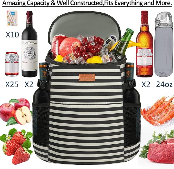 Camping Cooler Backpack 30 Cans, Soft Backpack Coolers Insulated Leak Proof Travel Cooler Bag Waterproof Lunch Picnic Beach Work Trip Thermal Bag Drink Beverage Beer Bag Cooler