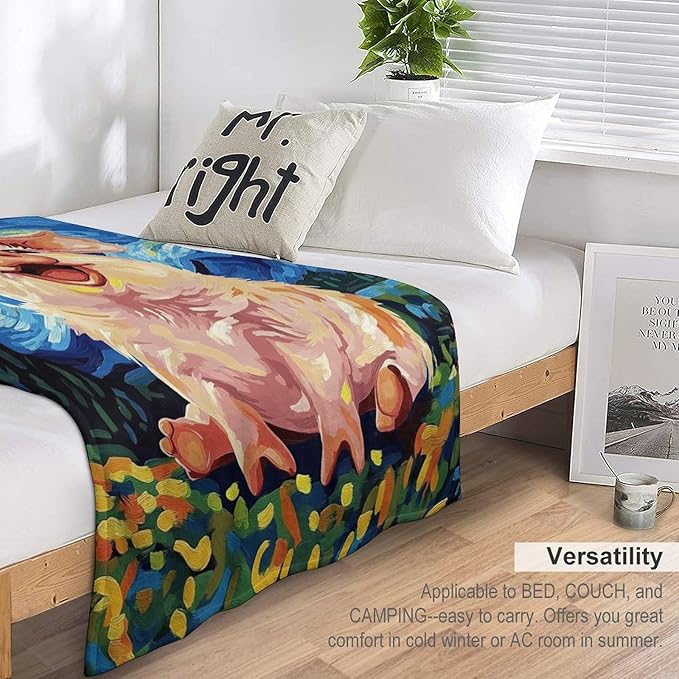 Pig Funny Gifts for Girls Boys Kids - Soft Warm Fleece Plush Blankets for Bed Sofa Couch - 40"x50"