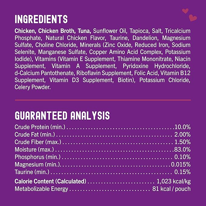 Stella & Chewy's Carnivore Cravings Wet Cat Food Pouches – Grain Free, Protein Rich Meal, Topper or Treat – Chicken & Tuna Recipe (2.8 Ounce Pouches, Case of 24)