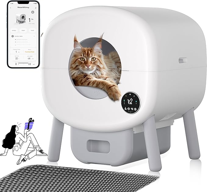 110L Automatic Litter Box-Robot for Multiple Cats, Self-Cleaning Cat Litter Box, Large Electric Kitty Litter Box-APP Control, Odor-Free, Liner & Litter Mat & Aromatherapy Box