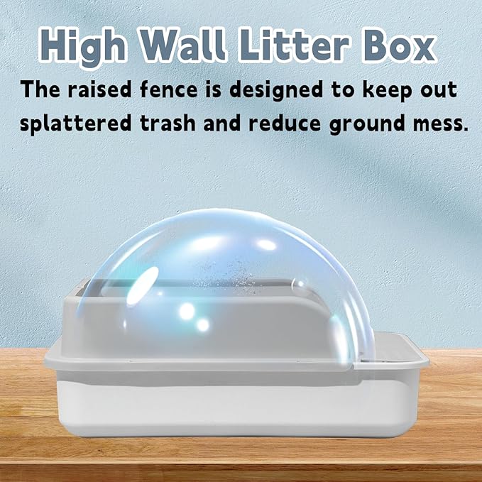 BNOSDM Sifting Litter Box Open Cat Litter Box with High Sides Detachable Kitten Toilet Semi-Enclosed Litter Tray Pan with 16 Piece Kitten Starter Kit for Small Cat Kitty, Grey