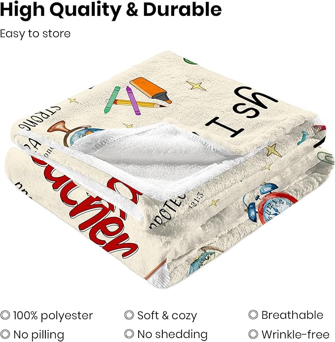 CIUGOIG Christian Gifts for Women, God Says I Am Teacher Blanket 50"x60", Inspirational Religious Birthday Gifts for Teacher Bible Verse Blanket, Teacher Gifts, Christian Teacher Gifts