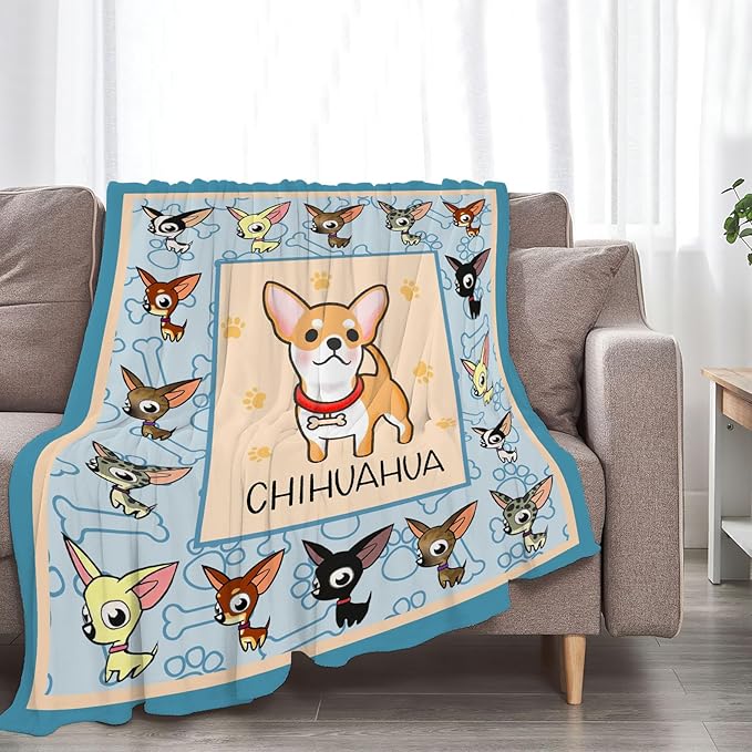 Chihuahua Blanket Chihuahua Decor Throw Blanket Super Warm Soft Plush Lightweight Fleece Flannel Winter Gifts for Girls Baby Kids Women Boys Adults Couch Bedding 40"X50"