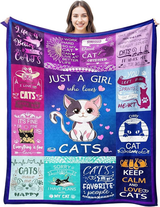 Cat Blanket Ultra Soft Flannel Throw Blanket Lightweight Cozy Plush Blanket for Gifts for Cat Lovers 50"X40"