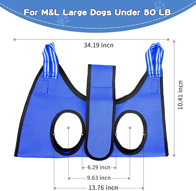 Upgrade Dog Grooming Hammock with Belt Pasteable,Dog Sling for Nail Trimming,Dog Hammock for Nail Trim,Dog Holder for Grooming,Relaxing/Safe Dog Harness for Large Dogs,Dog Grooming Kit at Home(Blue)