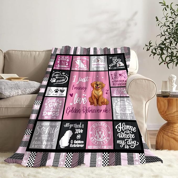Golden Retriever Lover Blanket Gifts for Dog Moms - 50" X 60" I Just Freaking Love Golden Retirever Soft Throw Blanket - Christmas Dog Themed Gifts for Women Girls
