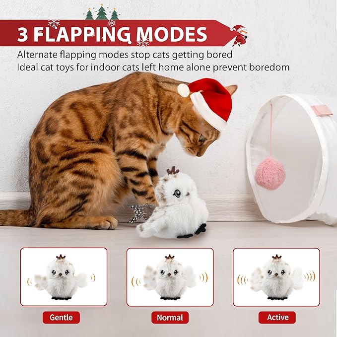 Gigwi Flapping Bird Cat Toys Lifelike Sandpiper Chirp Tweet Interactive Cat Toy, Rechargeable Cat Toy For Bored Indoor Cat, Automatic Cat Toy Best Gift For Birthday, Thanksgiving, Christmas, New Year