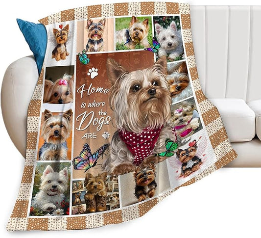 Yorkie Blanket Dog Yorkie Gifts for Girls Boys Woman Yorkshire Lover Throw Blankets Soft Blanket Warm Fleece Flannel Plush Blankets for Bed Sofa Couch 50"x60"