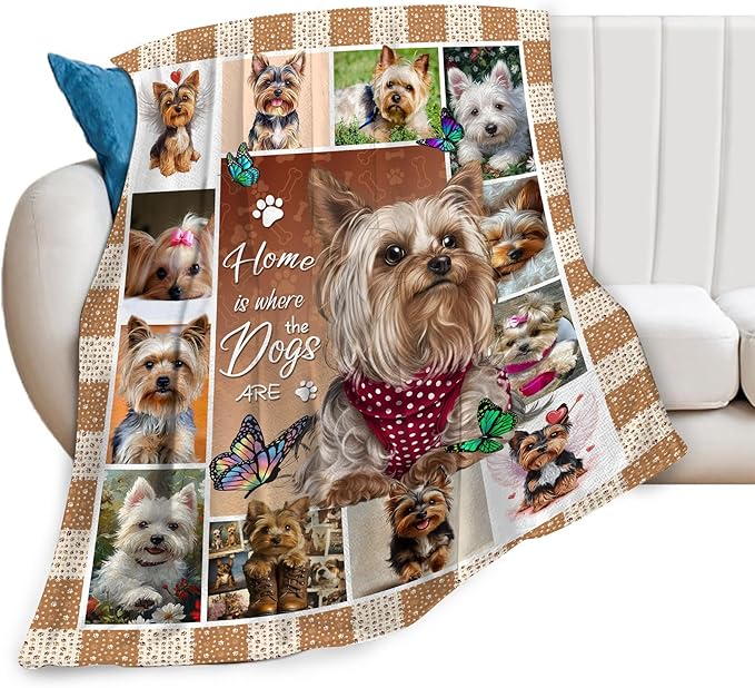 Yorkie Blanket Dog Yorkie Gifts for Girls Boys Woman Yorkshire Lover Throw Blankets Soft Blanket Warm Fleece Flannel Plush Blankets for Bed Sofa Couch 40"x50"