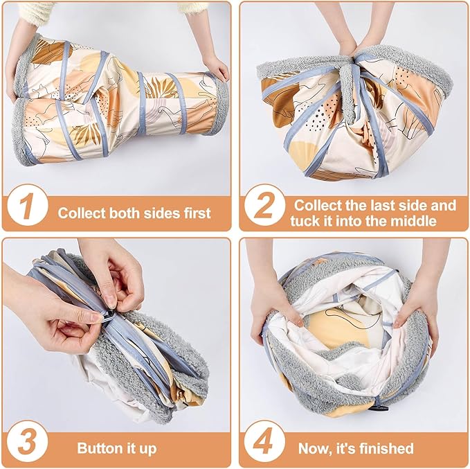 Glittme Cat Tunnel, 3 Way Cat Tunnels for Indoor Cats with 3 Toy Balls, Peekaboo Cat Cave, Collapsible Cat Tubes and Tunnels for Cat, Puppy, Kitty