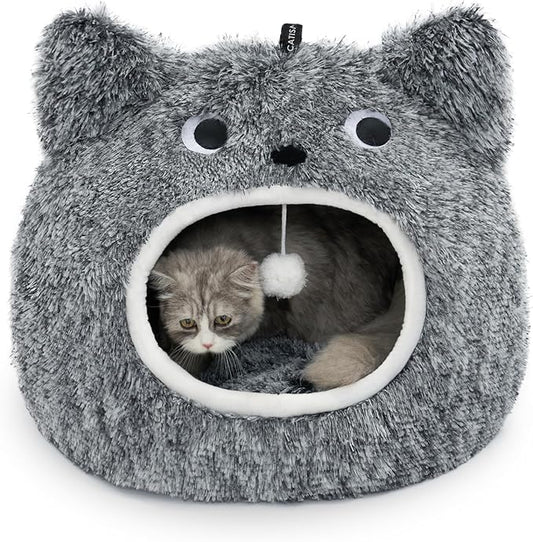 CATISM Cat Bed, Cat Beds for Indoor Cats, Cat Cave, Cat Cave for Indoor Cats, Cat Bed Cave, Large Cat Beds, Cozy Hooded Cat Bed with Soft Cushion, Removable Washable Cat Beds Keep Warm