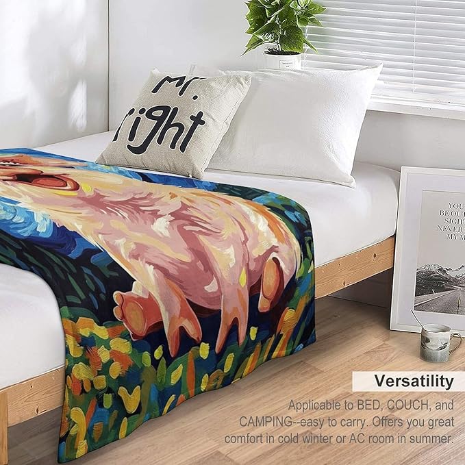 Pig Blanket Funny Pig Gifts for Girls Boys Woman Kids Pig Lover Throw Blankets Soft Blanket Warm Fleece Flannel Plush Blankets for Bed Sofa Couch 50"x60"