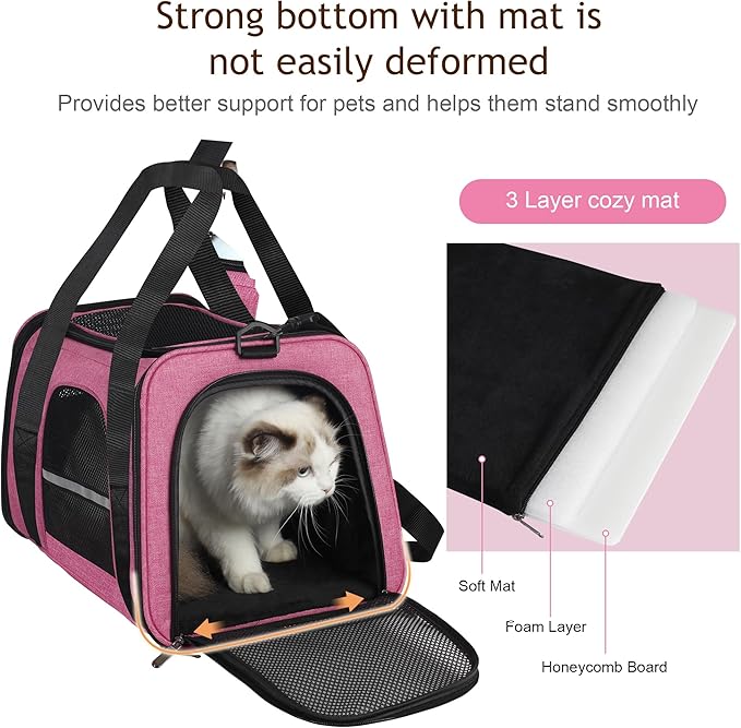HiCaptain Soft Cat Carrier with Top Mesh Window - Pet Carrier Breathable for Medium Cats and Small Dogs Puppies up to 14 lb (Pink)