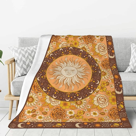 Sun and Moon Bohemia Soft Throw Blanket Flannel Fleece Blankets Warm Cozy Lightweight Fuzzy Blanket for Bed Sofa Couch Home Decor 80"X60"