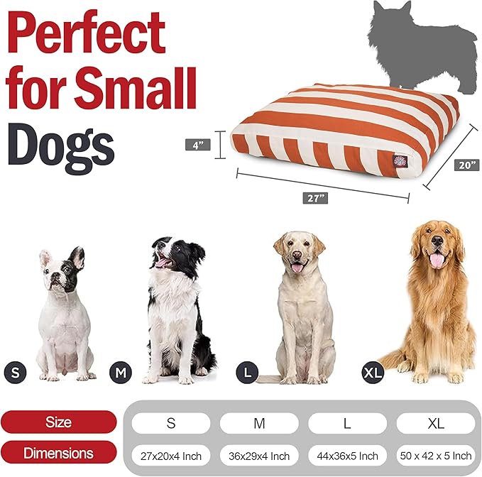 Majestic Pet Rectangle Small Dog Bed Washable – Non Slip Comfy Pet Bed – Dog Crate Bed with Removable Washable Cover – Dog Kennel Bed for Sleeping - Dog Bed Small Breed 27x20x4 Inch – Burnt Orang
