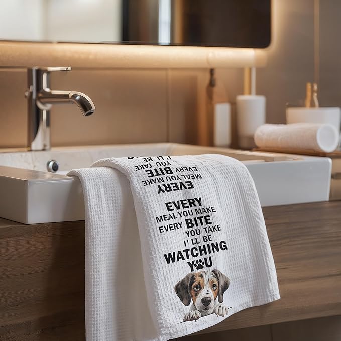 Beagle Lover Gifts,Funny Beagle Dish Towels and Hand Decorative Towels for Kitchen and Bathroom, Every Meal You Make Dog Themed Kitchen Decor, 16x24 Inch