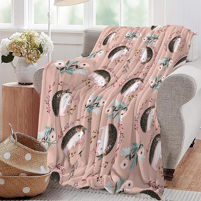 Tijuboni Hedgehog Blanket Ultra Soft Cozy Plush Hedgehog Throw Blanket Hedgehog Lovers Gifts for Girls Women Kids Adults Lightweight Flannel Comfy Blankets for Nursery Couch Sofa 50"x40"